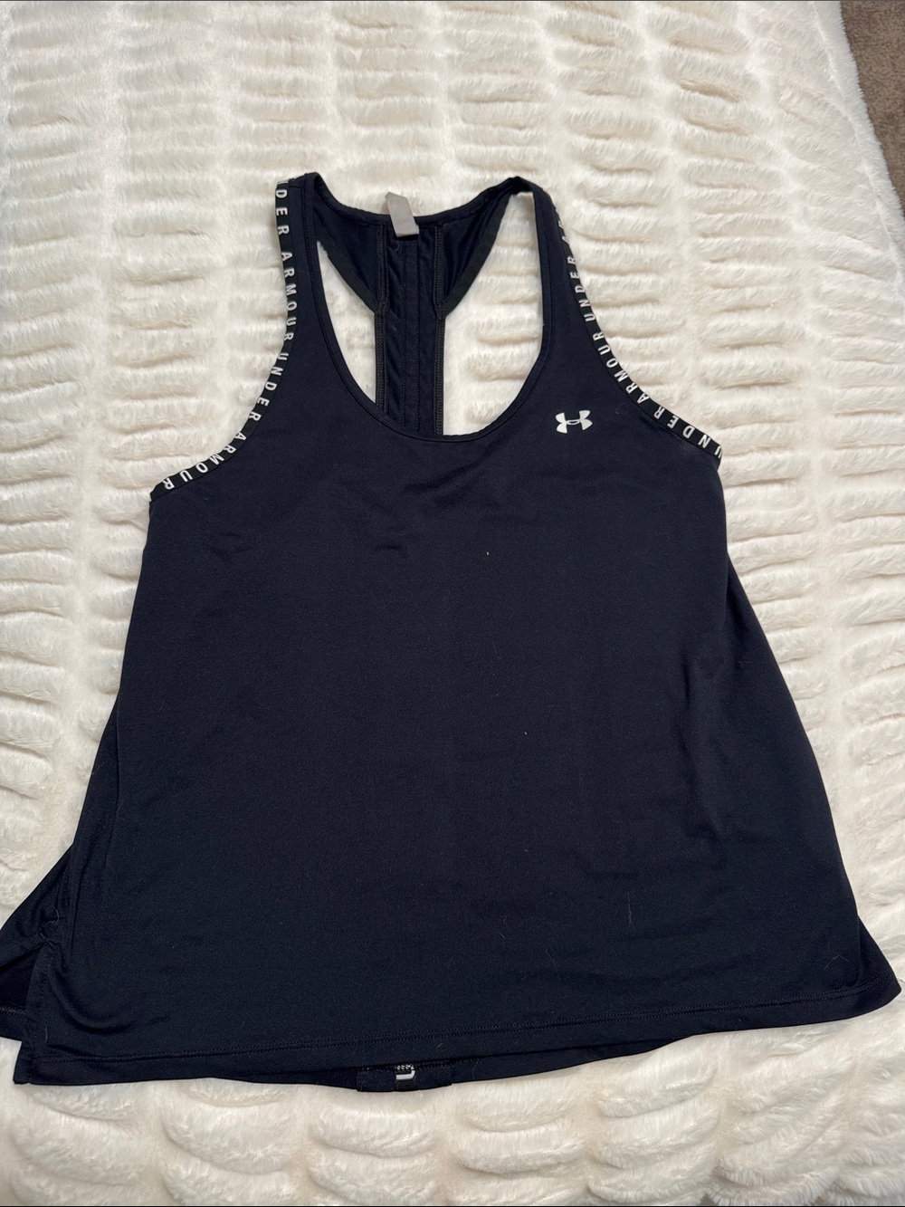 Under Armour Black Racerback Training Tank with Logo Trim